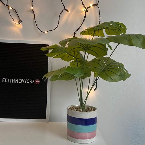 Faux Monstera Deliciosa Plant in Colorful Pot - Picture 14 of 15